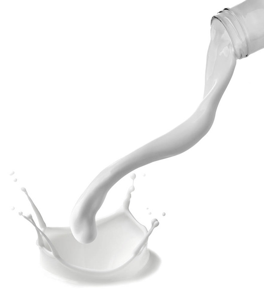 закрытие бутылки молока и брызги на белом фоне
 - Фото, изображение