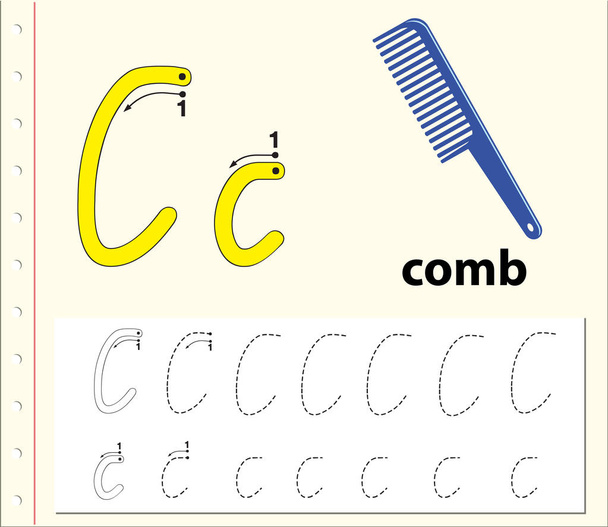 Γράμμα C ανίχνευσης αλφάβητο φύλλα εργασίας εικονογράφησης - Διάνυσμα, εικόνα