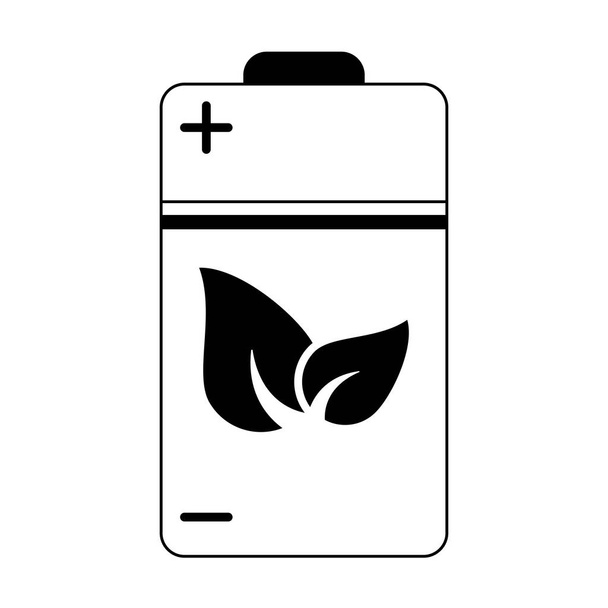 Σύμβολο μπαταρίας Eco που απομονώνονται σε μαύρο και άσπρο - Διάνυσμα, εικόνα