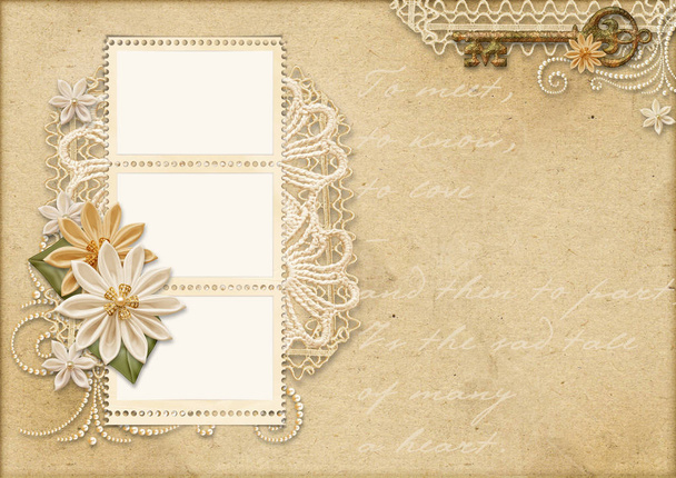Vintage beautiful background with flowers and photo frame - Фото, изображение