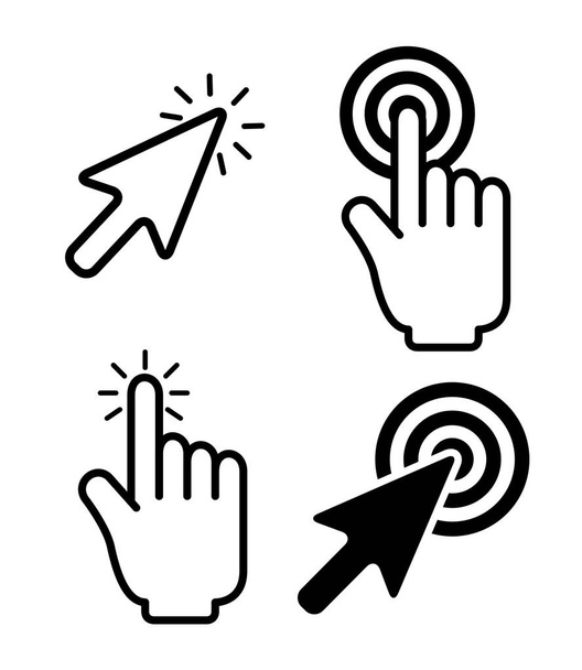 Pfeil setzen mit Handklick-Touch-Cursor - Vektor, Bild