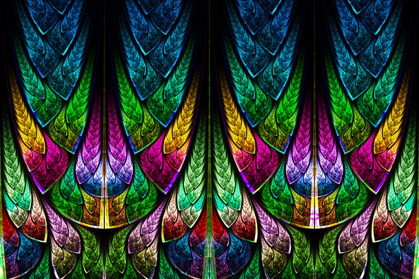 Fractal pattern in stained glass style. Computer generated graph - Photo, Image