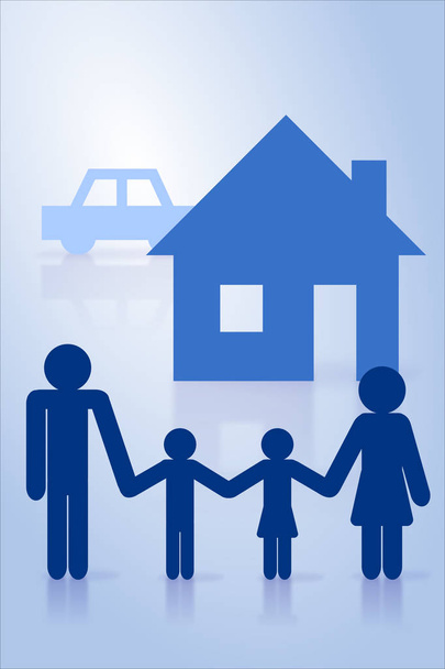 Концепція страхування сім'ї/ будинку - ілюстрація
 - Фото, зображення