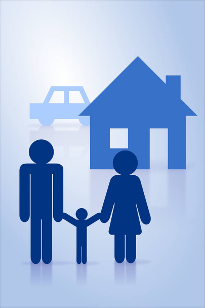 Rodzina / dom ubezpieczeń koncepcja - ilustracja - Zdjęcie, obraz