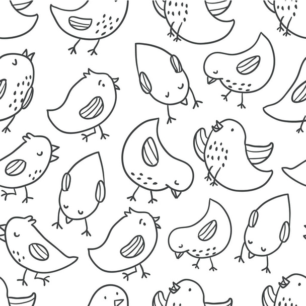 Симпатичные птицы бесшовный узор
 - Вектор,изображение