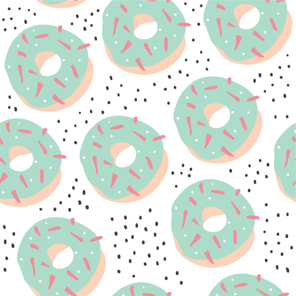 Doce desenho animado colorido donuts sem costura padrão
 - Vetor, Imagem