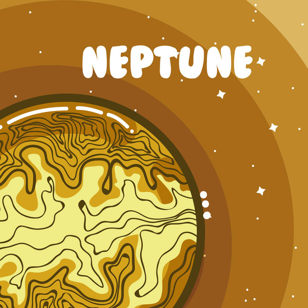 Neptune milkyway planety barevné kreslené vektorové ilustrace grafický design - Vektor, obrázek