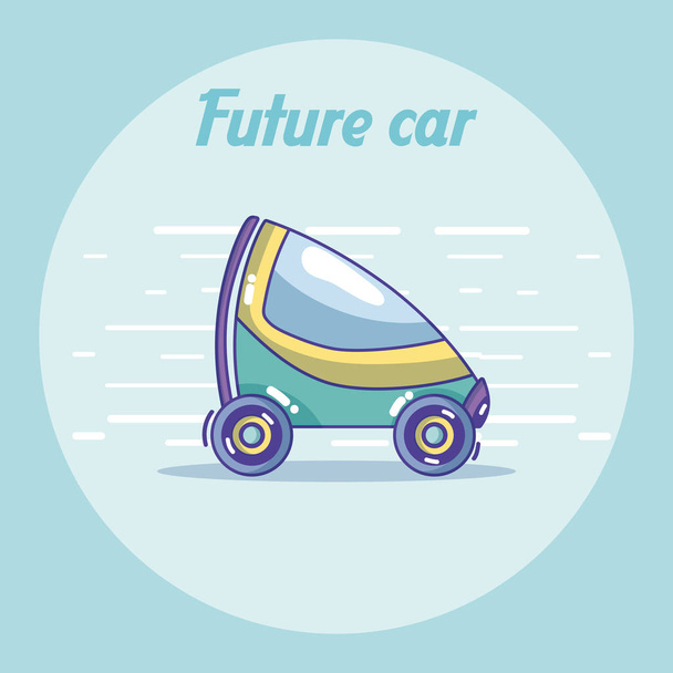Caricature de voiture futuriste sur fond coloré illustration vectorielle conception graphique
 - Vecteur, image