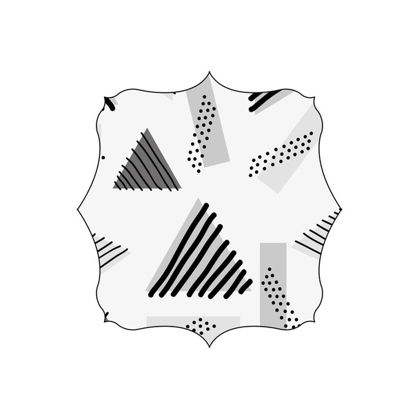 квадрат в оттенках серого с геометрической иллюстрацией в стиле мемфис
 - Вектор,изображение