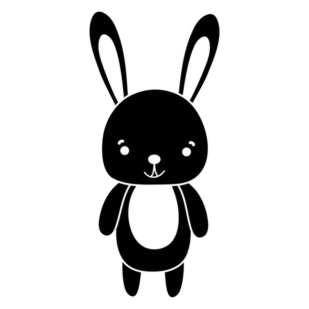 silueta lindo y feliz conejo animal salvaje vector ilustración
 - Vector, Imagen