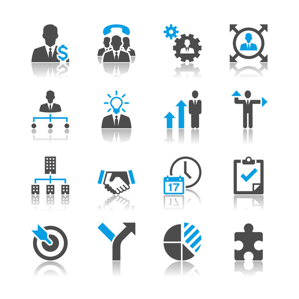 Iconos empresariales y de gestión - tema de reflexión
 - Vector, Imagen