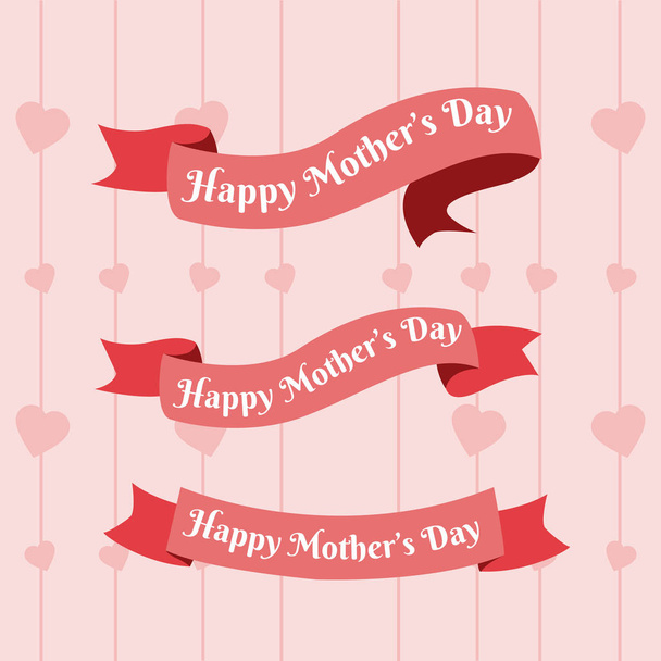 Ленточные баннеры счастливых матерей иконка векторной иллюстрации графический дизайн
 - Вектор,изображение