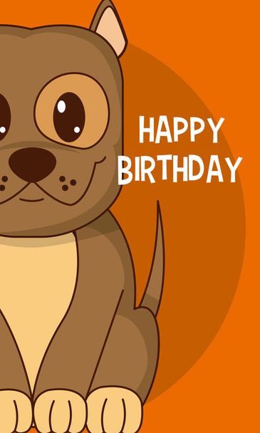 Dog happy birthday cute card cartoon vector illustration graphic design - Vector, afbeelding