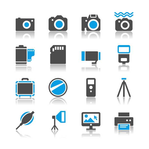 Photography icons - reflection theme - Vector, Image