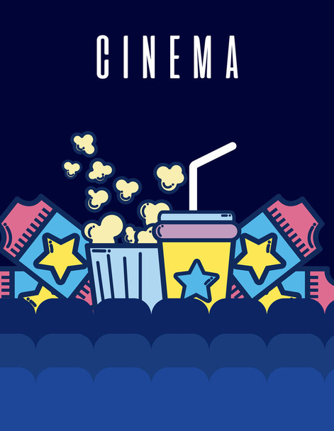 Elementos de cinema desenhos animados dentro do teatro com cadeiras ilustração vetorial design gráfico
 - Vetor, Imagem