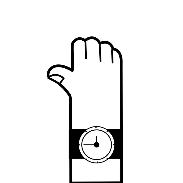 контурная рука с векторной иллюстрацией дизайна часов
 - Вектор,изображение