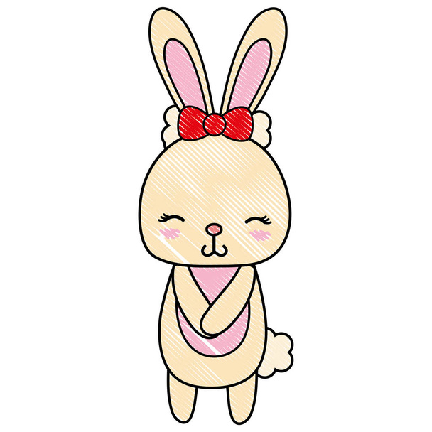 grated cute and shy rabbit female wild animal vector illustration - Vetor, Imagem