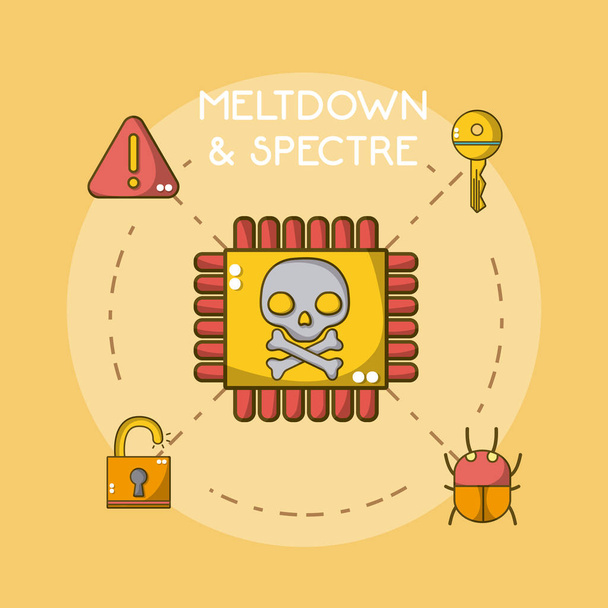 Meltdown and spectre cartoon elements vector illustration graphic design - Vector, Image