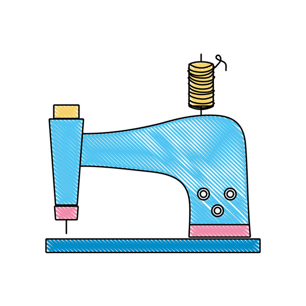 ilustracja wektorowa Sprzęt przemysłu mody tarty maszyna do szycia - Wektor, obraz