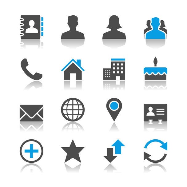 Contact icons - reflection theme - Vector, Image