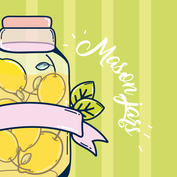Mason kavanoz limonata meyve vektör çizim grafik tasarım vektör çizim grafik tasarım - Vektör, Görsel