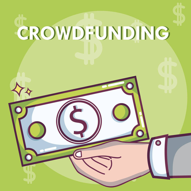 Crowdfunding δωρεές και επενδυτική ιδέα διανυσματικά εικονογράφηση Γραφιστικής - Διάνυσμα, εικόνα