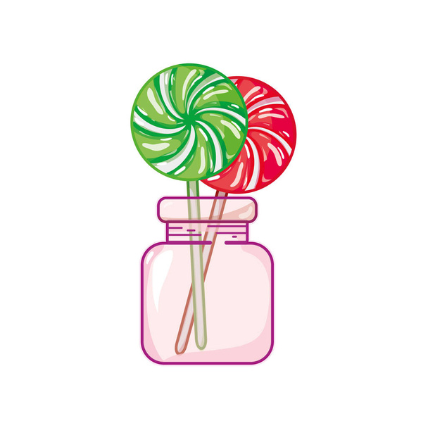candies sweet dessert inside crystal jar vector illustration - Vector, Image