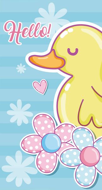 Hello baby shower card  cute cartoons vector illustration graphic design - Vector, Image