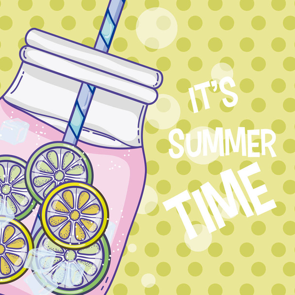 Summer time juice card con simpatici cartoni animati vettoriale illustrazione grafica
 - Vettoriali, immagini