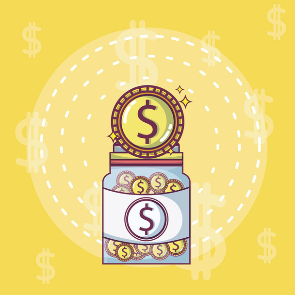 Money savings in glass bottle vector illustration graphic design - Vector, Image