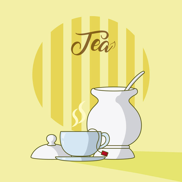 Kopje thee en suiker jar vector afbeelding afbeelding - Vector, afbeelding