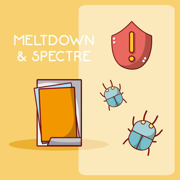 Meltdown e espectros cartoon elementos vector ilustração design gráfico
 - Vetor, Imagem