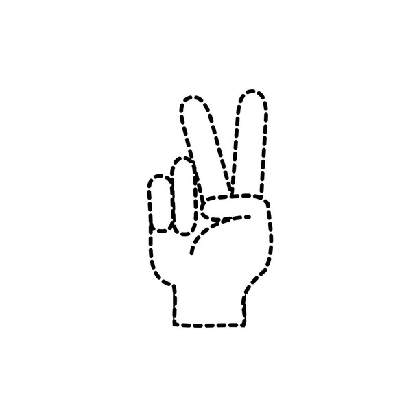 dotted shape hand with peace and love gesture symbol vector illustration - Vector, Image