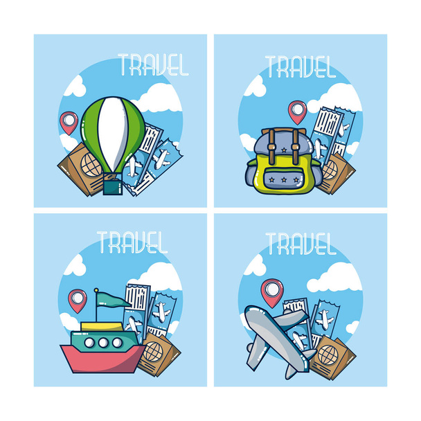 Conjunto de iconos de viaje colección vector ilustración diseño gráfico
 - Vector, imagen