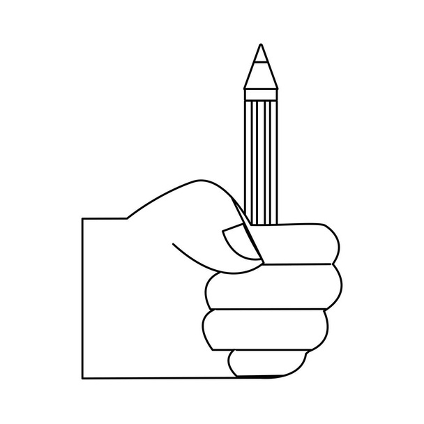γραμμή χέρι με μολύβι σχολείο σκεύος να μελετούν διανυσματικά εικονογράφηση - Διάνυσμα, εικόνα