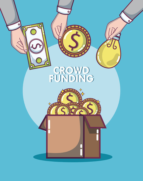 Crowdfunding Spenden und Investitionskonzept Vektor Illustration Grafikdesign - Vektor, Bild