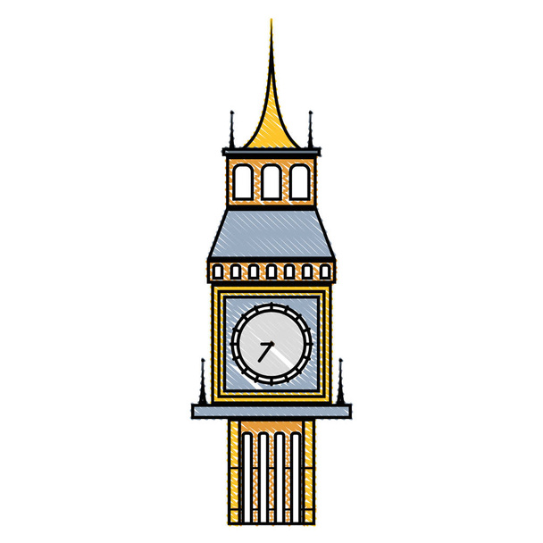 τριμμένο εικονογράφηση φορέα του Μπιγκ Μπεν Λονδίνο ταξίδι διακοπών - Διάνυσμα, εικόνα
