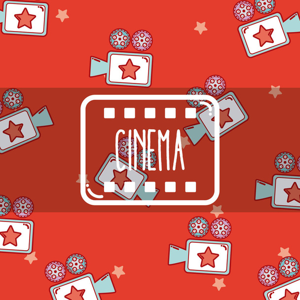 Cinema cute cartoons camcorders pattern background vector illustration graphic design - Vector, Image
