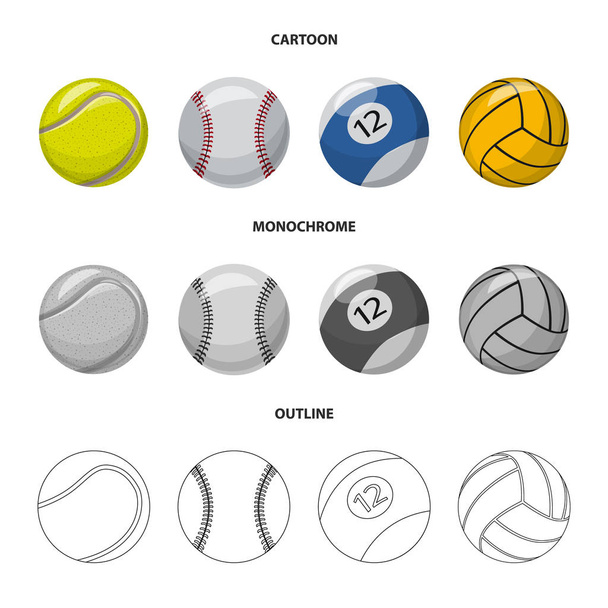 Vector ontwerp van sport en bal pictogram. Set van sport en atletische aandelensymbool voor web. - Vector, afbeelding
