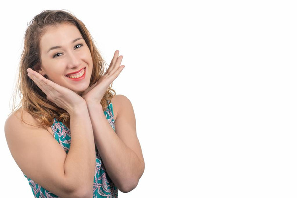 attractive young smiling  woman isolated on a white background - Φωτογραφία, εικόνα