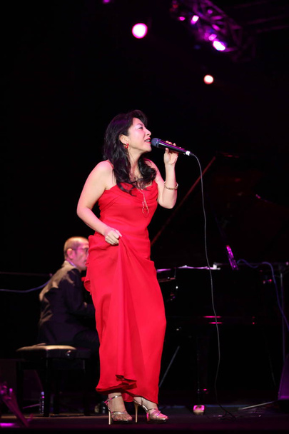 Japanese jazz singer Ono Lisa performs during her concert in Shanghai, China, 27 November 2011. - Foto, Bild