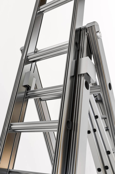 Metal merdiven beyaz zemin üzerinde izole edilmiş 3d illüstrasyon - Fotoğraf, Görsel