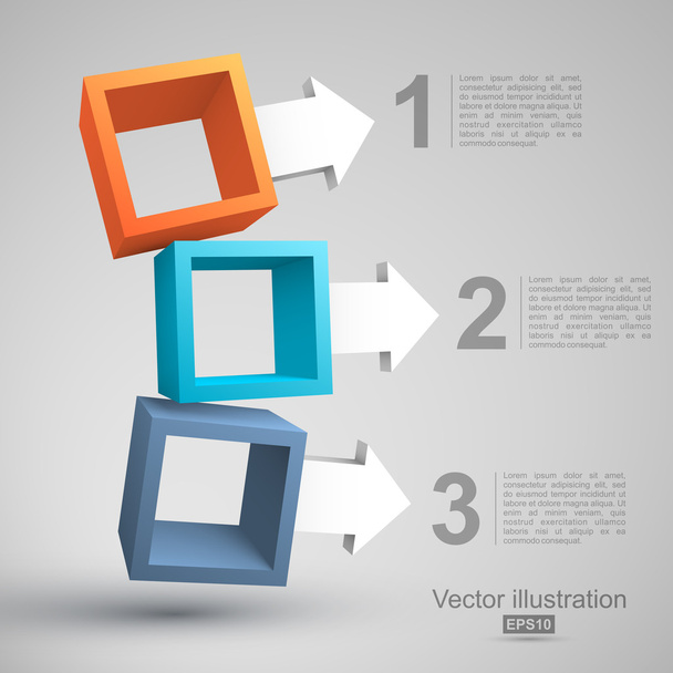 Three empty boxes with arrows 3D - Vector, Image