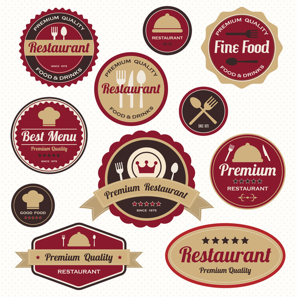 Set of vintage restaurant badges and labels - Vektör, Görsel