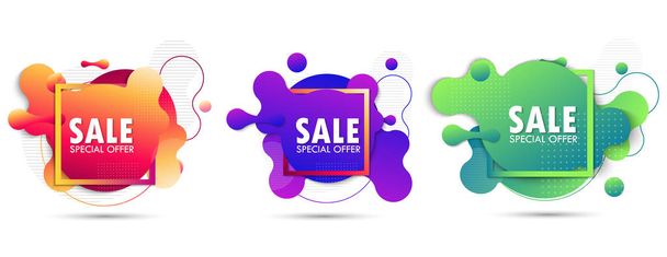 Set Super Sale and special offer. Futuristic trendy dynamic elements. Fluid gradient elements for minimal banner. Abstract background. EPS10 - Vecteur, image