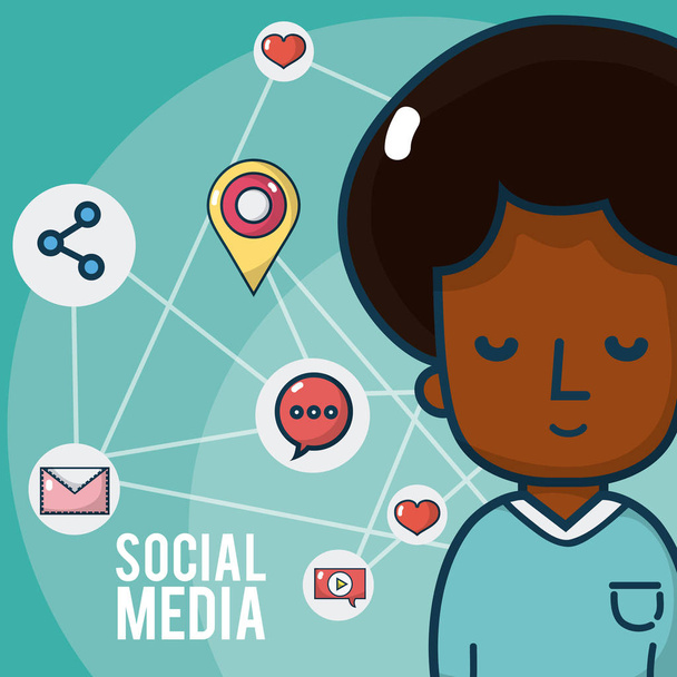 Sosyal medya ağ simgeler vektör çizim grafik tasarım çocukla - Vektör, Görsel