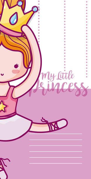 My little princess cute card with girl vector illustration graphic design - Vector, Image