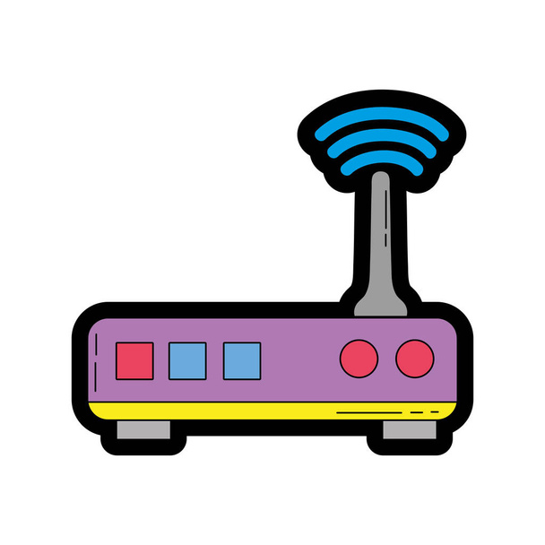 line color router digital wifi technology network vector illustration - Vector, Image