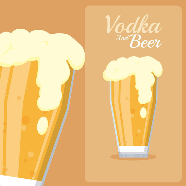 Cervezas frías tazas de vidrio vector ilustración diseño gráfico
 - Vector, Imagen