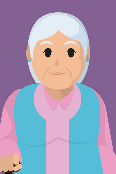 Grand-mère profil dessin animé vectoriel illustration conception graphique
 - Vecteur, image